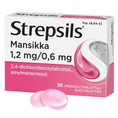 STREPSILS MANSIKKA 1,2/0,6 mg imeskelytabl 36 fol