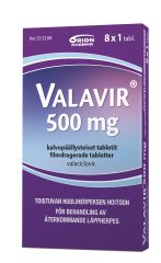 VALAVIR tabletti, kalvopäällysteinen 500 mg 8 fol